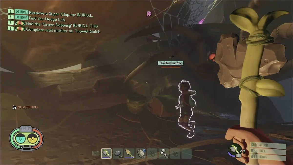 Player toggling god mode before a Grounded boss fight